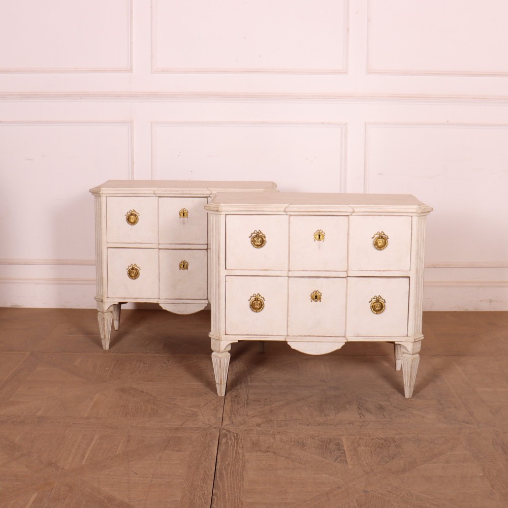 Pair of Swedish Painted Commodes View II