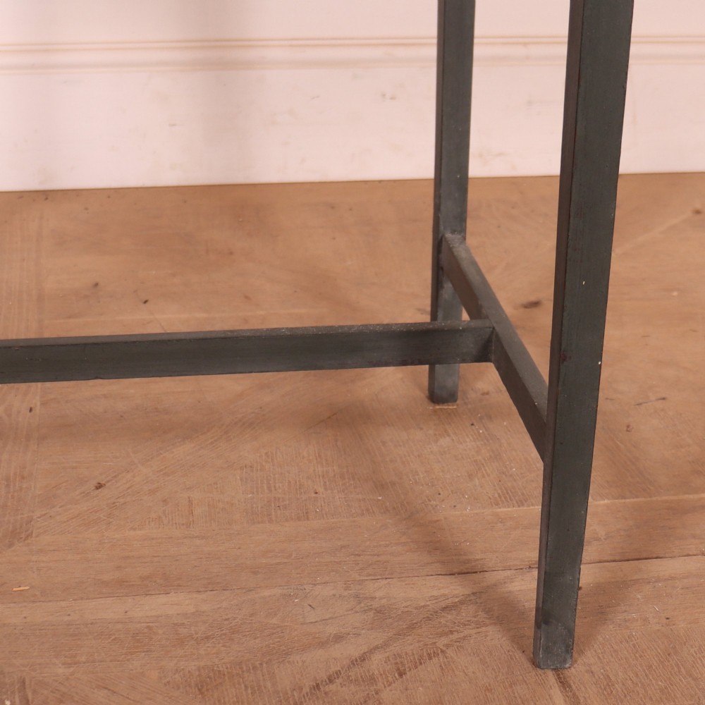 A tall rectangular dark grey painted oak lamp table featuring straight legs, subtle corner brackets, and a low H-stretcher base. View IV