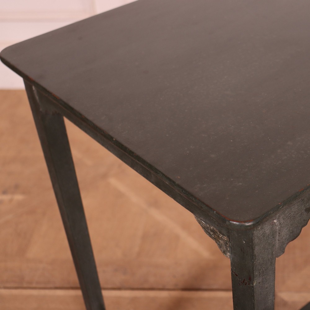 A tall rectangular dark grey painted oak lamp table featuring straight legs, subtle corner brackets, and a low H-stretcher base. View VIII