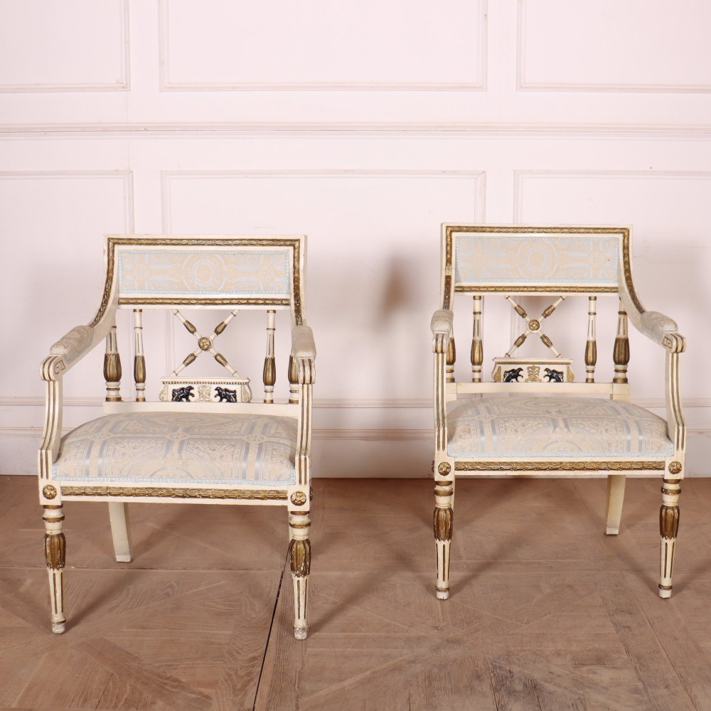 Pair of Swedish Empire Style Armchairs