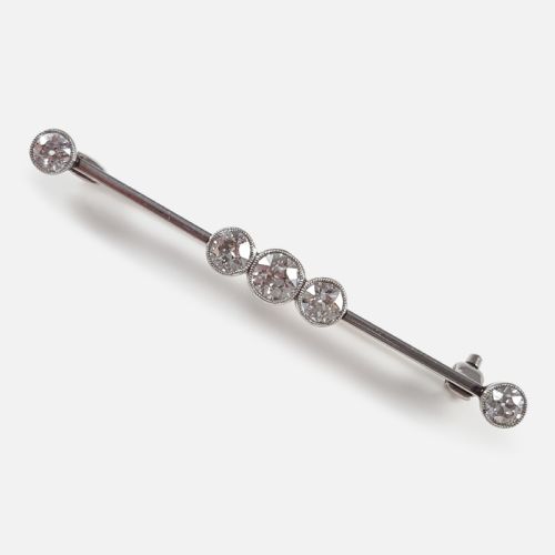 18ct Gold Five-Stone Diamond Bar Brooch - Circa 1925