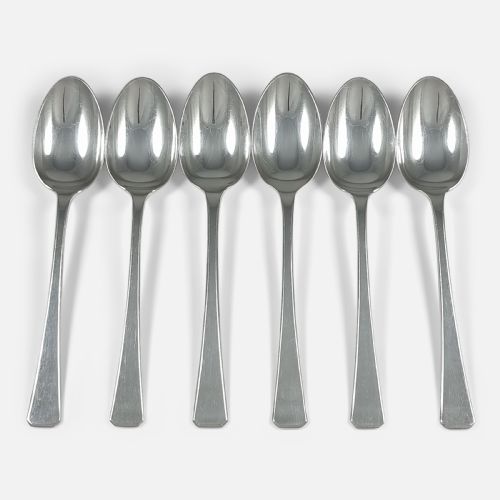 Set of 6 Sterling Silver Dessert Spoons - Elkington & Co