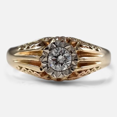9ct Gold 0.40ct Diamond Gypsy Ring - 1957