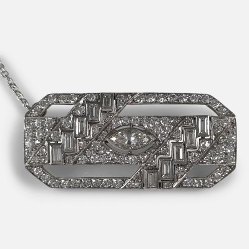 Art Deco Platinum Diamond Brooch