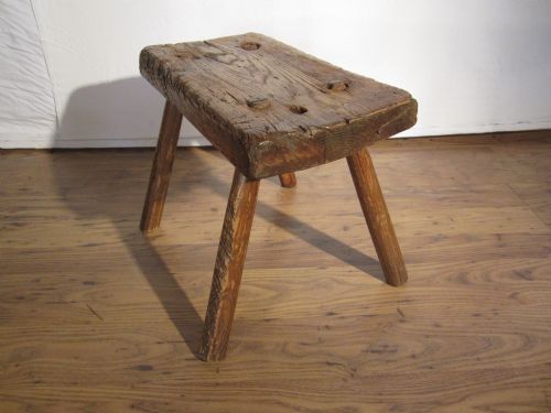 ANTIQUE PRIMITIVE STOOL - ADDITIONAL PHOTO 1