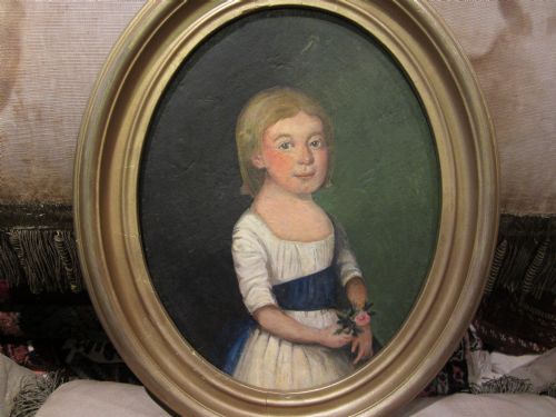 ORIGINAL PRIMITIVE OIL PORTRAIT PAINTING - ADDITIONAL PHOTO 1
