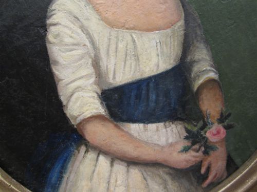 ORIGINAL PRIMITIVE OIL PORTRAIT PAINTING - ADDITIONAL PHOTO 3