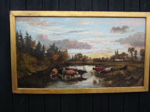 9th century rural landscape oil painting dated1863 - CATEGORY: ANTIQUE ART - DATED 19TH CENTURY