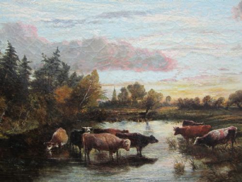 9TH CENTURY RURAL LANDSCAPE OIL PAINTING DATED1863 - ADDITIONAL PHOTO 1
