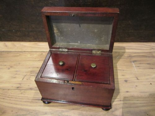 ANTIQUE MAHOGANY TEA CADDY - ADDITIONAL PHOTO 4