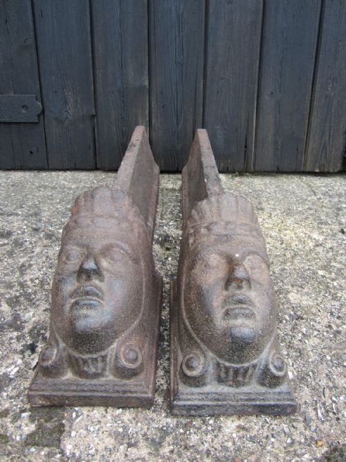 antique iron fire dogs - CATEGORY: ANTIQUE FIREPLACES - DATED 18TH CENTURY