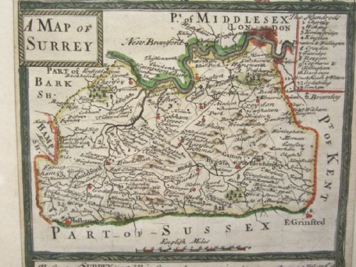 ANTIQUE MAP OF SURREY - ADDITIONAL PHOTO 2