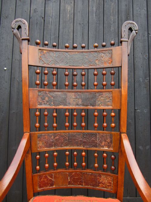 ANTIQUE ART NOUVEAU ARTS AND CRAFTS ROCKING CHAIR - ADDITIONAL PHOTO 3