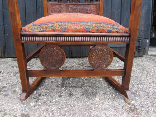 ANTIQUE ART NOUVEAU ARTS AND CRAFTS ROCKING CHAIR - ADDITIONAL PHOTO 4