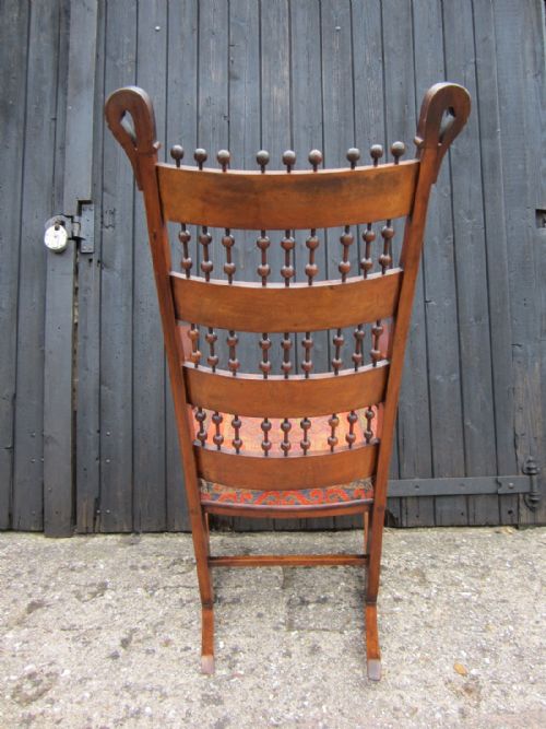 ANTIQUE ART NOUVEAU ARTS AND CRAFTS ROCKING CHAIR - ADDITIONAL PHOTO 7