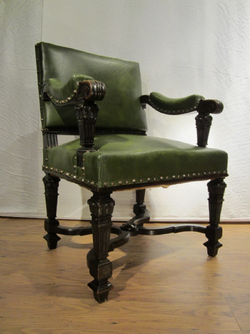 antique over size desk library chair - CATEGORY: ANTIQUE CHAIRS - DATED 19TH CENTURY