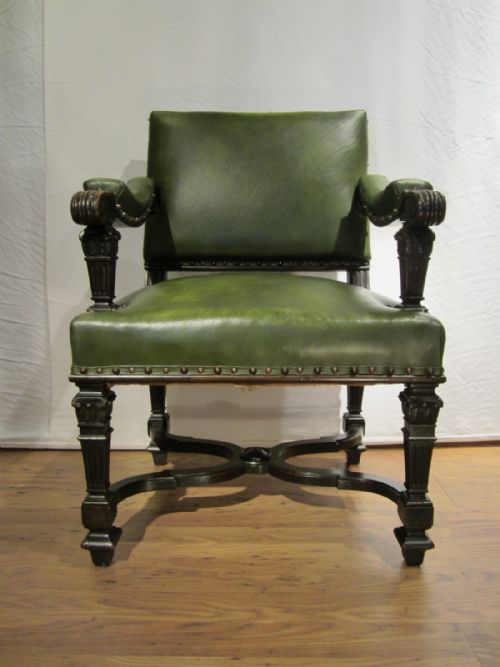 ANTIQUE OVER SIZE DESK LIBRARY CHAIR - ADDITIONAL PHOTO 1