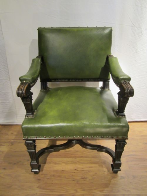 ANTIQUE OVER SIZE DESK LIBRARY CHAIR - ADDITIONAL PHOTO 2
