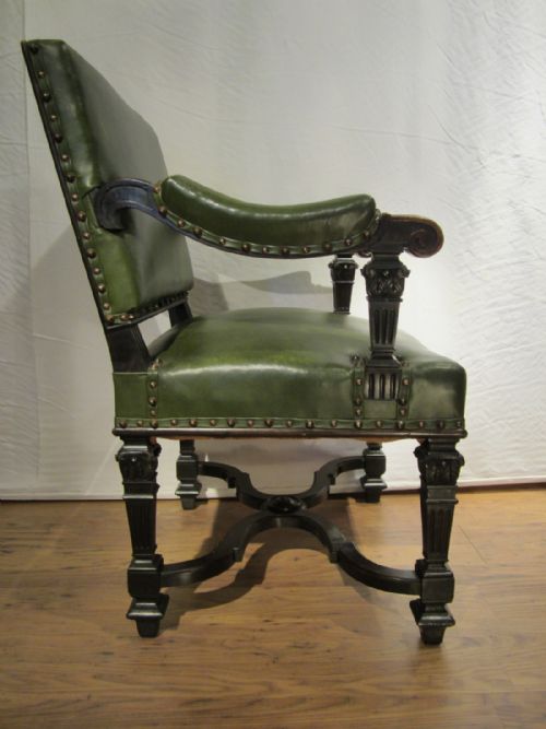 ANTIQUE OVER SIZE DESK LIBRARY CHAIR - ADDITIONAL PHOTO 3