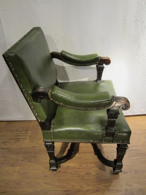 ANTIQUE OVER SIZE DESK LIBRARY CHAIR - ADDITIONAL PHOTO 4