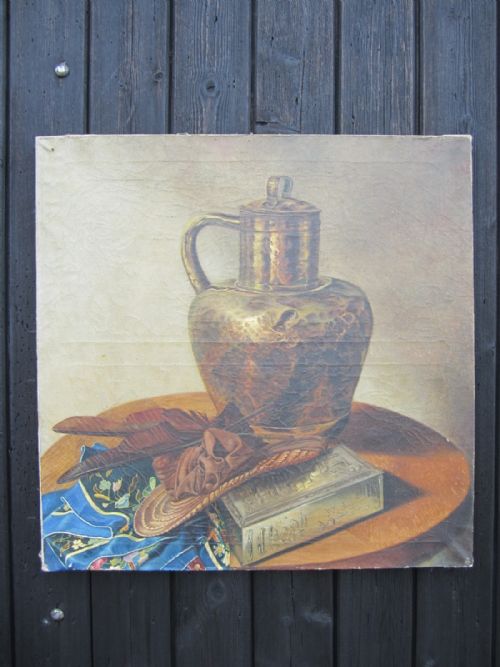 still life oil painting - CATEGORY: ANTIQUE ART - DATED 1940