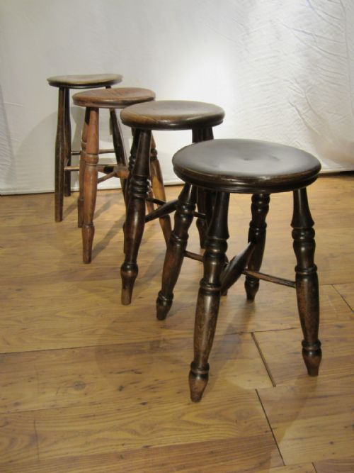 antique 'dish top' turned stools - CATEGORY: ANTIQUE STOOLS - DATED 19TH CENTURY