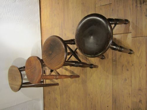 ANTIQUE 'DISH TOP' TURNED STOOLS - ADDITIONAL PHOTO 2