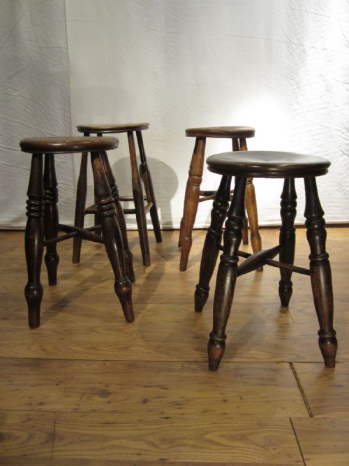 ANTIQUE 'DISH TOP' TURNED STOOLS - ADDITIONAL PHOTO 3