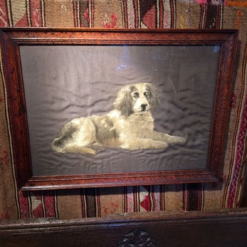 ANTIQUE SILKWORK OF A DOG - ADDITIONAL PHOTO 2