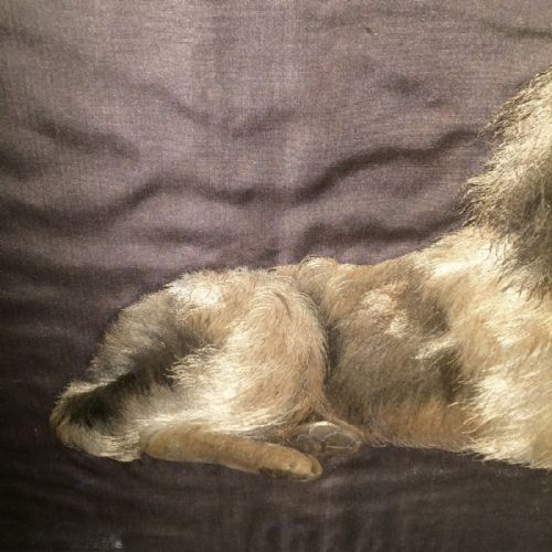 ANTIQUE SILKWORK OF A DOG - ADDITIONAL PHOTO 3