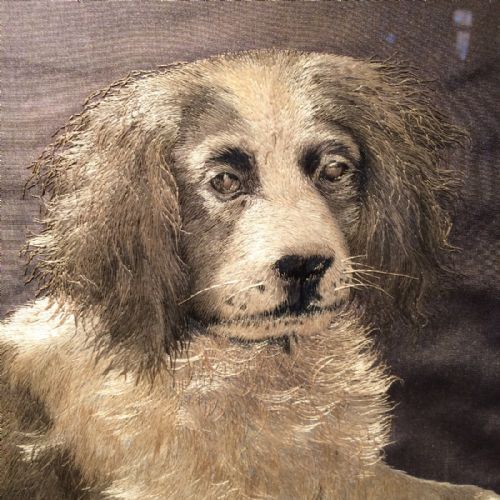 ANTIQUE SILKWORK OF A DOG - ADDITIONAL PHOTO 4