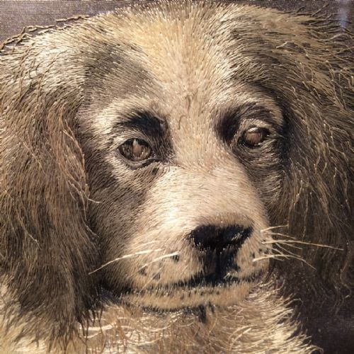 ANTIQUE SILKWORK OF A DOG - ADDITIONAL PHOTO 5