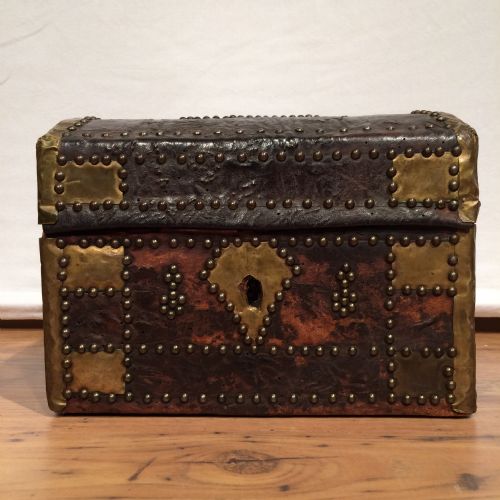 leather chest - CATEGORY: ANTIQUE CHESTS - DATED 19TH CENTURY