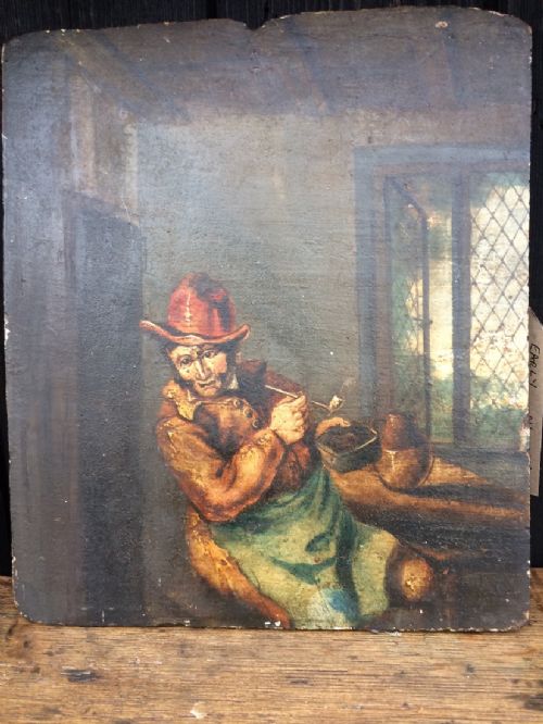 primitive naive oil painting - CATEGORY: ANTIQUE ART - DATED 19TH CENTURY