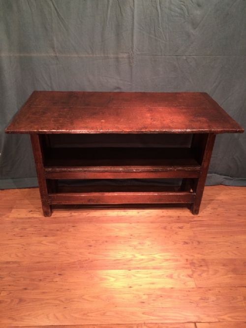 ANTIQUE OAK MONK'S BENCHTABLE - ADDITIONAL PHOTO 4