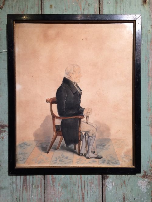 antique naive watercolour portrait - CATEGORY: ANTIQUE ART - DATED 19TH CENTURY
