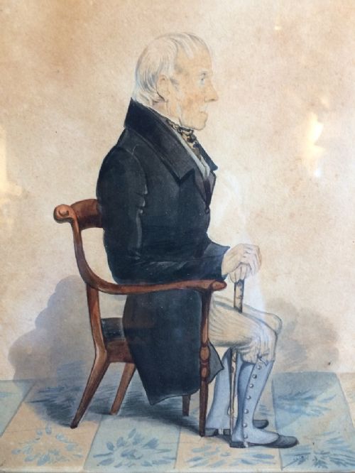 ANTIQUE NAIVE WATERCOLOUR PORTRAIT - ADDITIONAL PHOTO 2