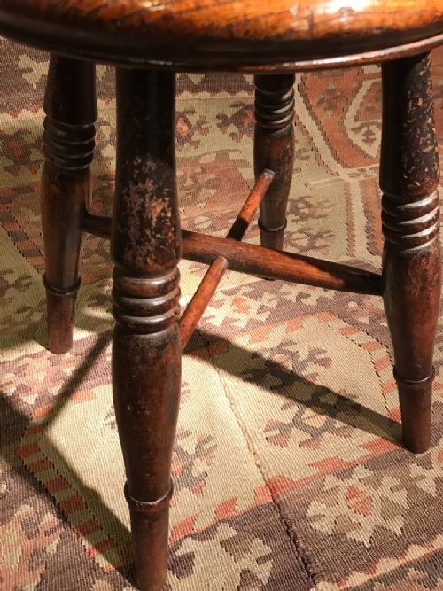 ANTIQUE ELM STOOL - ADDITIONAL PHOTO 4