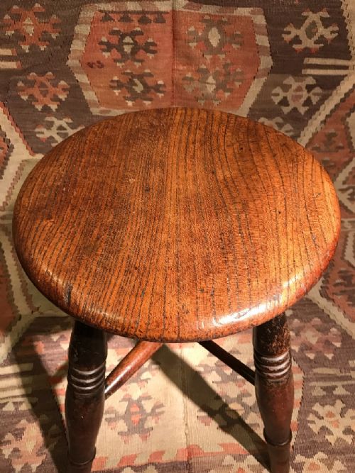 ANTIQUE ELM STOOL - ADDITIONAL PHOTO 6