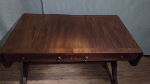 george iii mahogany and tulipwood crossbanded sofa table - CATEGORY: ANTIQUE TABLES - DATED 1800