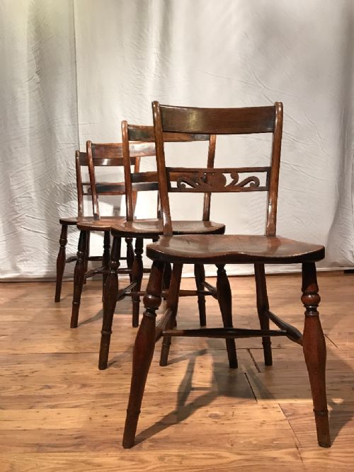 FOUR ANTIQUE KITCHENDINING CHAIRS - ADDITIONAL PHOTO 1