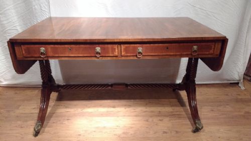 GEORGE III MAHOGANY AND TULIPWOOD CROSSBANDED SOFA TABLE - ADDITIONAL PHOTO 5