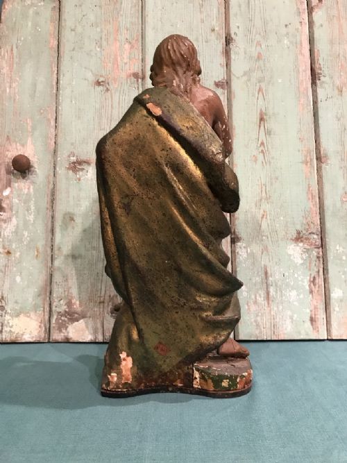 18TH CENTURY CARVED WOOD STATUE - ADDITIONAL PHOTO 3