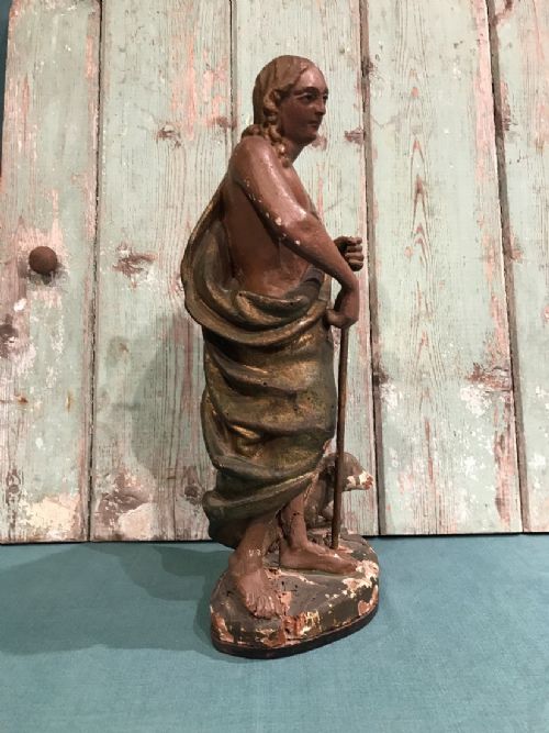 18TH CENTURY CARVED WOOD STATUE - ADDITIONAL PHOTO 4