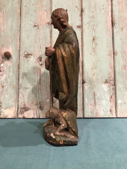 18TH CENTURY CARVED WOOD STATUE - ADDITIONAL PHOTO 5