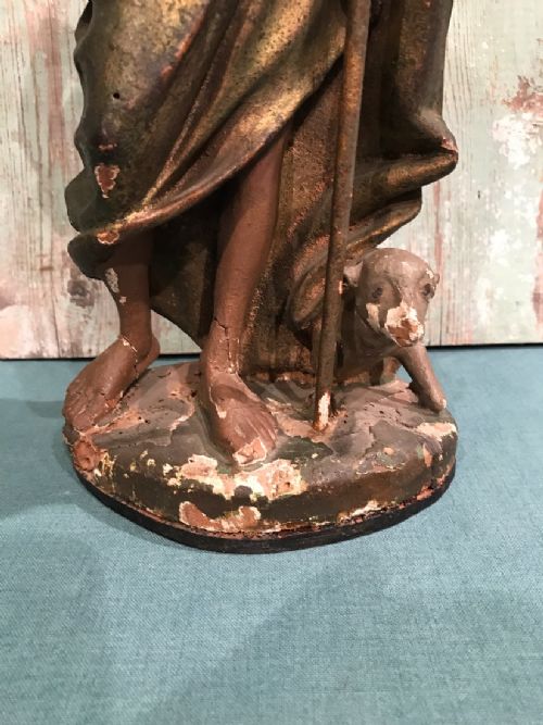 18TH CENTURY CARVED WOOD STATUE - ADDITIONAL PHOTO 6
