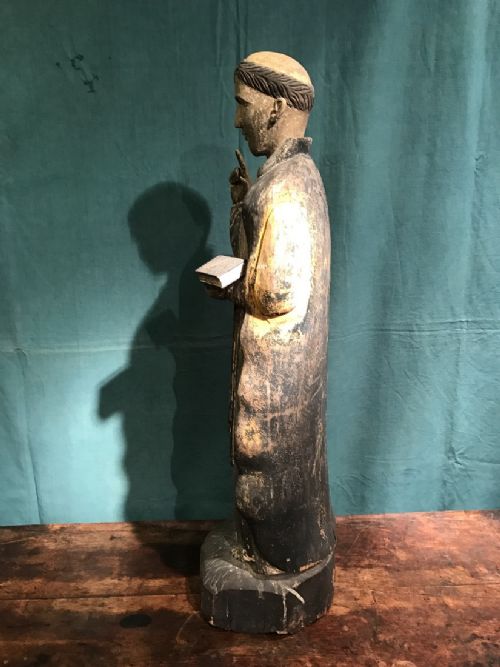 ANTIQUE LARGE WOODEN STATUE - ADDITIONAL PHOTO 8