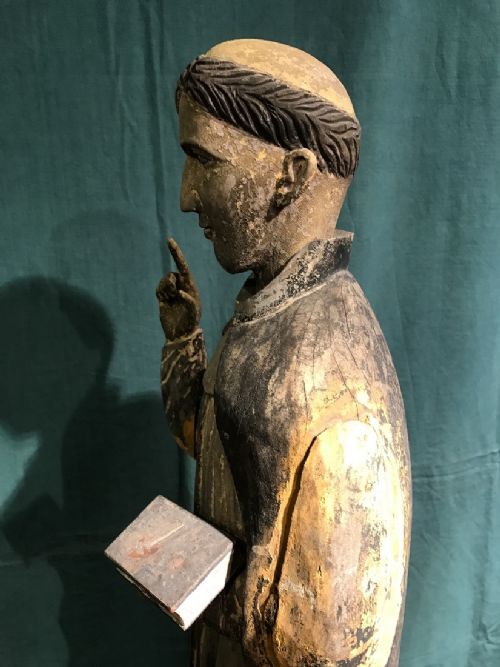ANTIQUE LARGE WOODEN STATUE - ADDITIONAL PHOTO 9