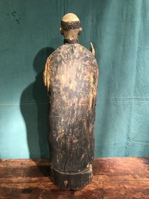 ANTIQUE LARGE WOODEN STATUE - ADDITIONAL PHOTO 10