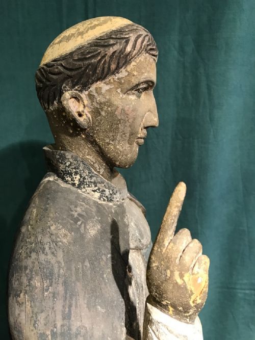 ANTIQUE LARGE WOODEN STATUE - ADDITIONAL PHOTO 11